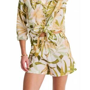 NEW EVERYDAY SUNDAY light cotton voile cover up short in cream garden